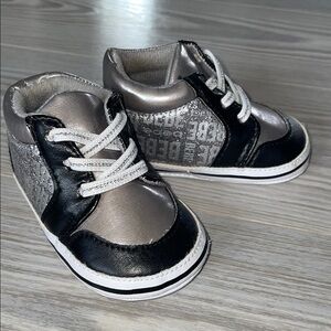 ⭐ Bebe Baby Boys Sneakers | Size 2 | Black & Silver Glitter ⭐